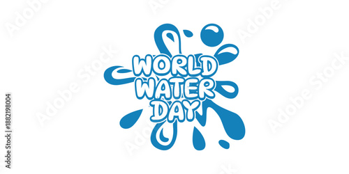Celebrate world water day with this bright blue stylized splash logo design featuring bold bubbly text conveying an important global environmental message against a clean white background perfect for 