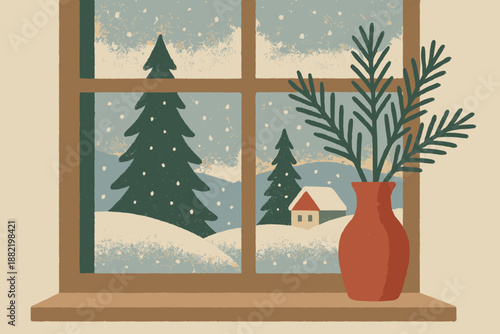 Digital window no characters numbers winter cohesive letters serenity any vector icon