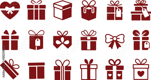 Various stylized gift boxes and ribbons collection presented on transparent background high-quality professional detailed modern elegant stylish clean crisp vibrant