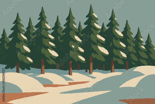 Sunlit pines icon modern vector cyrillic snowy text warm any no digital