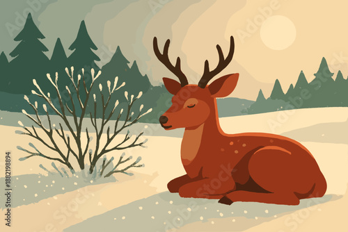 Geometric icon tools no characters style snowy captions letters sustainable deer vector