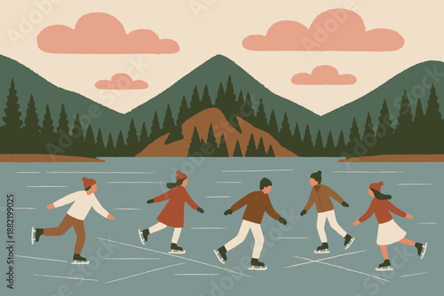 Lake negative frozen colors minimal labels serenity geometric icon no vector modern