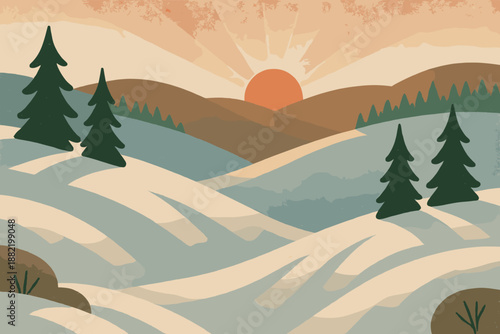 Workstation icon geometric numbers sunrise vector winter serenity labels cyrillic characters no