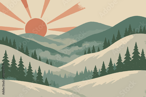 Serenity digital winter minimal vector warm numbers no labels negative icon sunrise