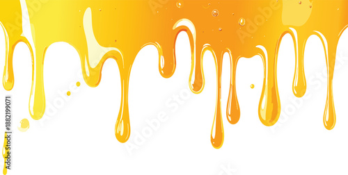 Golden Honey Drip Stretching Downward Highlighting Viscous Flow and Rich Texture in Macro Detail