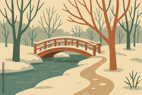 Bridge snowy product serenity any modern labels digital clean vector icon chinese