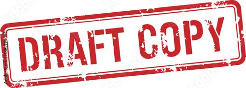 Draft copy red stamp on white background grungy texture business concept