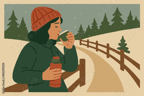 No numbers style moment icon thermos winter speech cohesive geometric vector digital