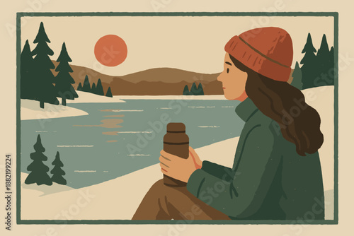 Sustainable workstation icon vector no digital winter serenity marks text solitude flat