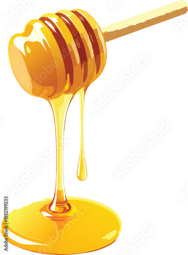 Hyper-Detailed Honey Dripper with Viscous Honey String Stretching Capturing Rich Texture and Golden Flow