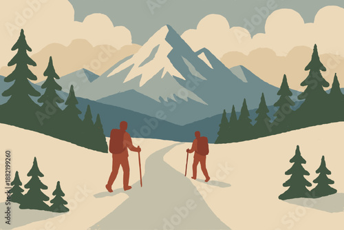 Icon sustainable full tools vector scene numbers illustration no labels winter hiking