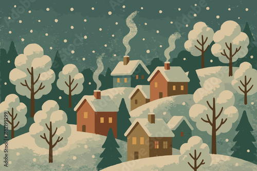 Warm text icon no serenity village modern vector snowy negative captions labels