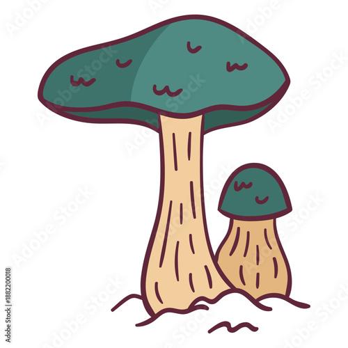 Green mushroom wild illustration