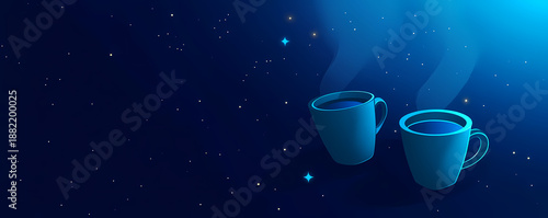 Festive Mugs on Eclipse Blue Background