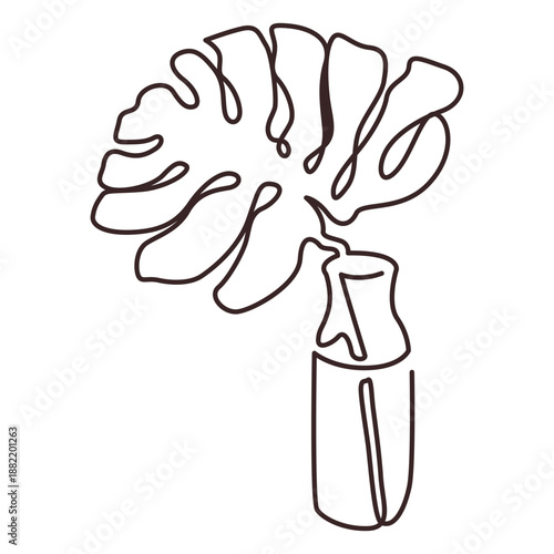 Palm in a pot line drawing