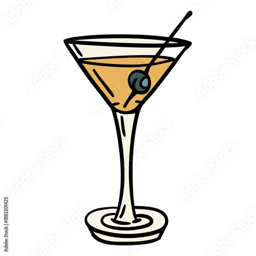 Dirty cocktail drink olive illustration
