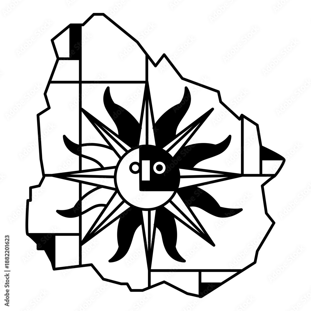 Fototapeta premium Uruguay country map abstract stroke design