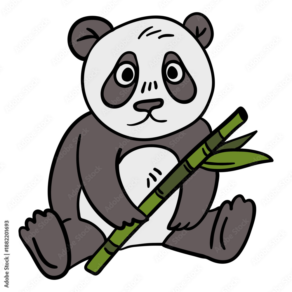 Fototapeta premium Hand drawn panda bamboo