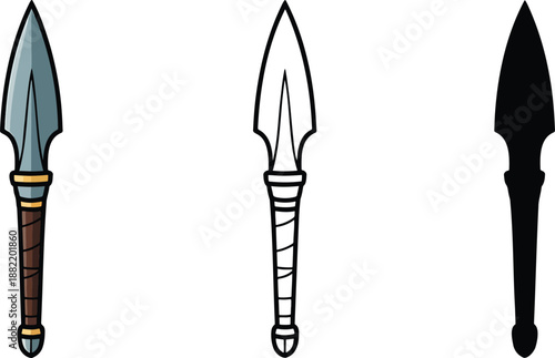 Dagger silhouette & Outline and illustration set isolated on transparent background