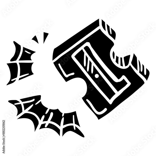 Hand drawn pencil sharpener shaving black