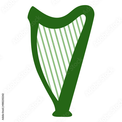 Harp instrument green flat