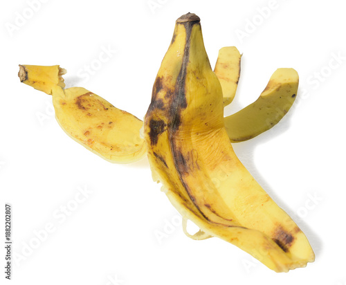 Billede på lærred Casca de banana amaelra com sombra em fundo transparente, sem fundo, resto da fr