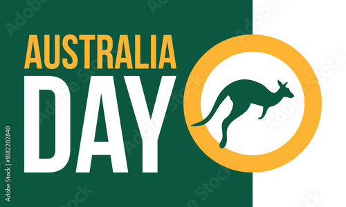 Australia Day. National happy holiday, celebrated annual in January 26. Australian patriotic elements.  Kangaroo silhouette. Poster, card, banner and background. Vector illustration