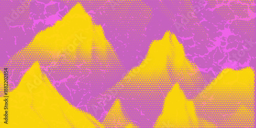 Grunge halftone gradient background. Faded grit noise texture. Colorful wallpaper. Retro pixelated backdrop. Anime or manga style comic overlay. Vector graphic design textured Grunge scratch template.