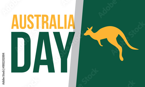 Australia Day. National happy holiday, celebrated annual in January 26. Australian patriotic elements.  Kangaroo silhouette. Poster, card, banner and background. Vector illustration
