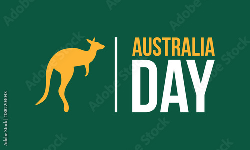 Australia Day. National happy holiday, celebrated annual in January 26. Australian patriotic elements.  Kangaroo silhouette. Poster, card, banner and background. Vector illustration