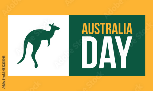 Australia Day. National happy holiday, celebrated annual in January 26. Australian patriotic elements.  Kangaroo silhouette. Poster, card, banner and background. Vector illustration