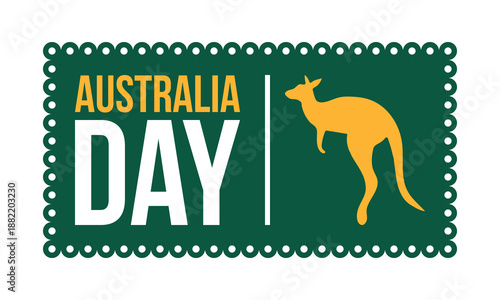 Australia Day. National happy holiday, celebrated annual in January 26. Australian patriotic elements.  Kangaroo silhouette. Poster, card, banner and background. Vector illustration