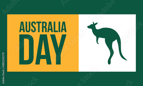 Australia Day. National happy holiday, celebrated annual in January 26. Australian patriotic elements.  Kangaroo silhouette. Poster, card, banner and background. Vector illustration