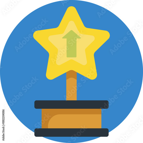 An emblem icon symbolizing professional recognition, used to highlight accomplishments, promotions, or career milestones.