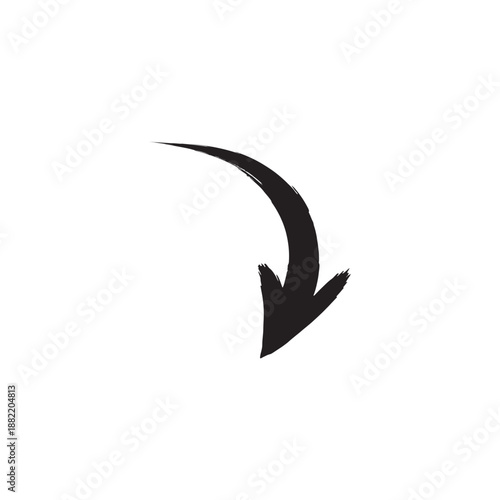 Hand drawn curved arrow pointing downward for directional guidance