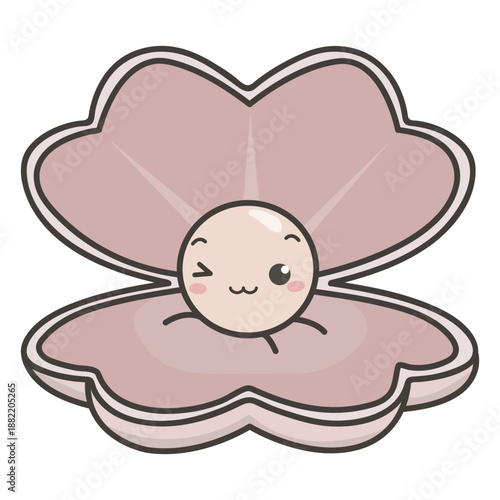 Happy pearl winking flat