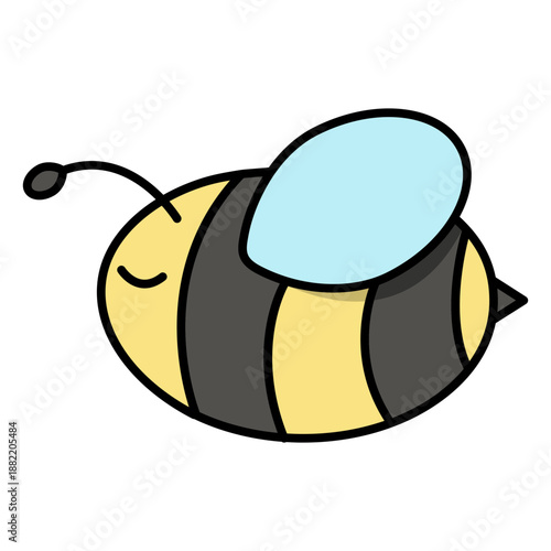 Cute semi flat stroke bee