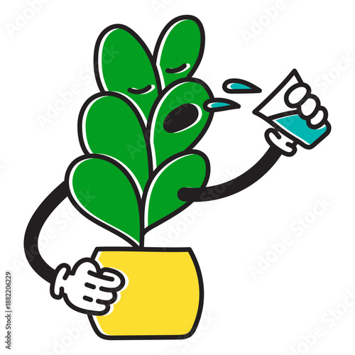 Thirsty plant cartoon
