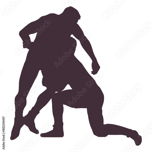 Wrestlers lock professional silhouette