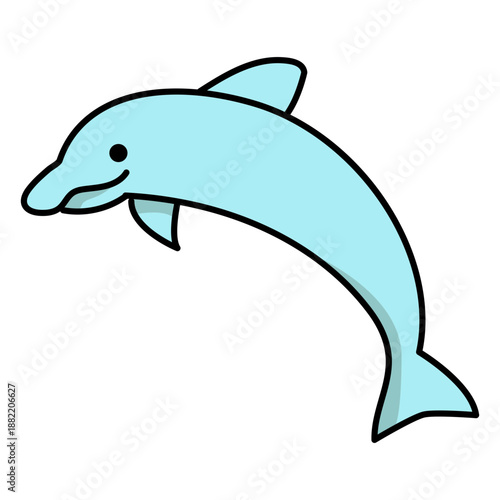 Cute jumping simple stroke dolphin