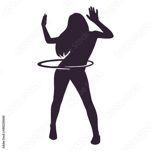 Girl hula hooping hobby silhouette