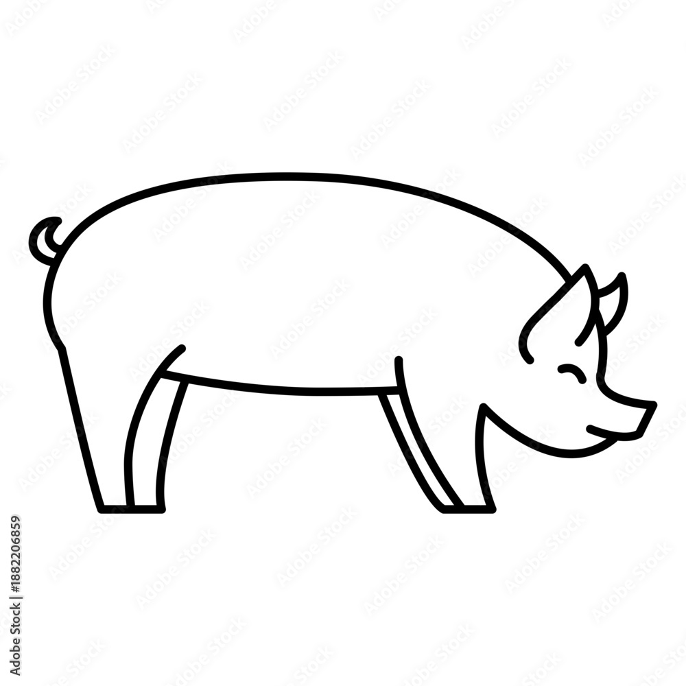 Obraz premium Sideways simple stroke pig