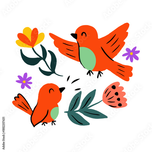 Birds in spring flat