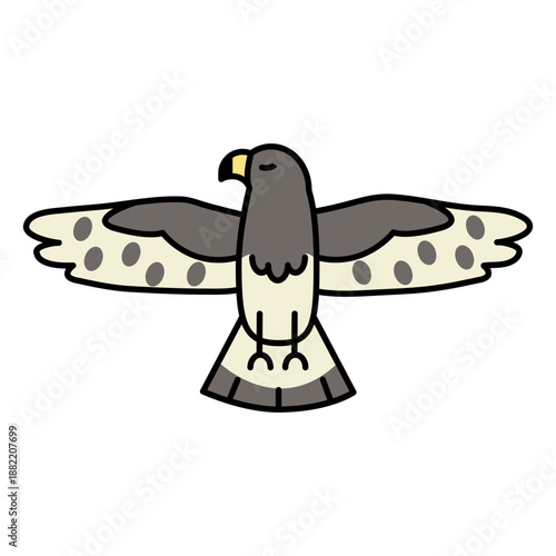 Spreaded wings color stroke hawk