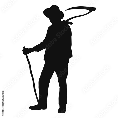 Farmer scythe silhouette