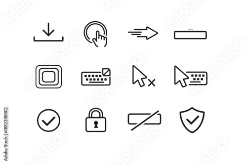 Swipe set vector autofill safe badge shield minimalist input suggestion icon arrow