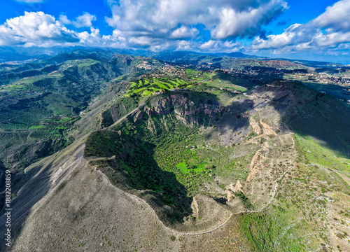 Tableau sur toile Caldera de Bandama  - Ultra-wide Panoramic Aerial View of Largest Volcanic Crate