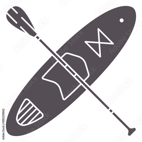 Paddleboard and paddle crossed cut out