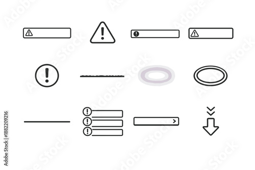 Exclamation mark banner expandable rows vector stacked simple image glow icon generation