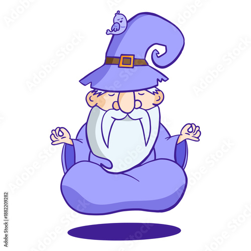 Floating wizard illustration